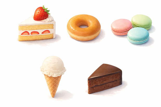 洋菓子・スイーツイラスト素材 60点前後セット