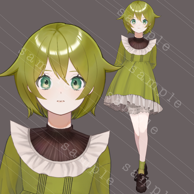 無料版あり　立ち絵素材4 緑髪