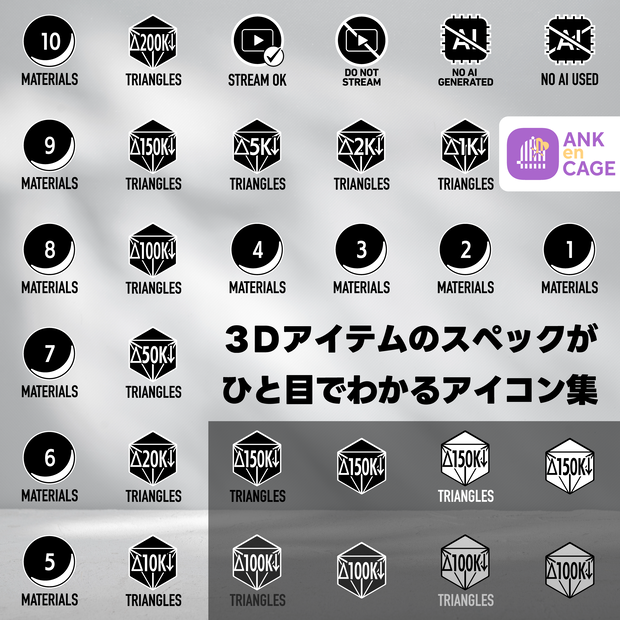 【無料】3Dアイテムのスペックがひと目で分かるアイコン集