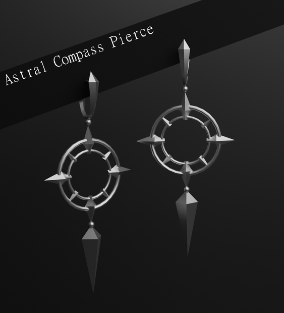 【VRC想定・MA】11アバター対応　✦ Astral Compass Pierce — 星導の羅針ピアス ✦