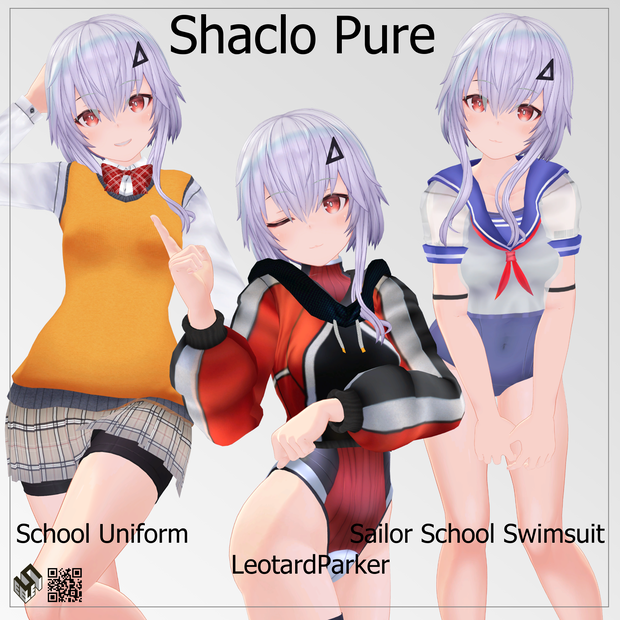 【シャーロピュア用】制服 /レオタードパーカー/ セーラースクール水着 - School Uniform/ Sailor School Swimsuit/ Leotard Parker - for Shaclo -Pure-