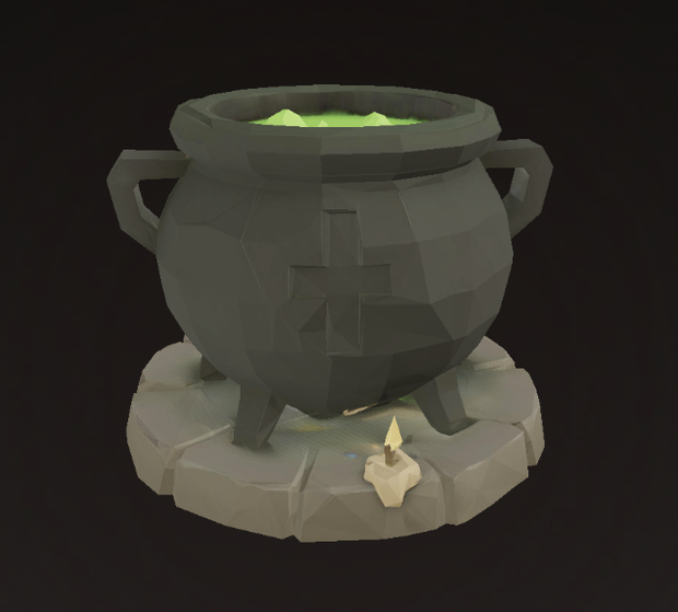 魔女の大釜（緑の湧き液） / Witch’s Cauldron (Green Brew)［Lowpoly FBX］