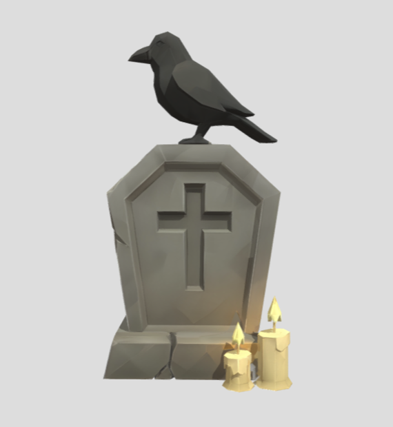 カラスの墓標とロウソク / Raven Gravestone with Candles