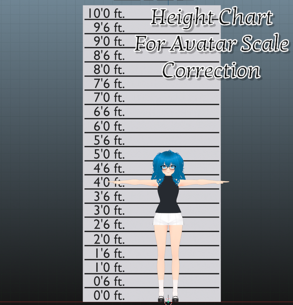 Height Chart For VRChat/VRM/Unity Avatar Scaling (Public Domain)
