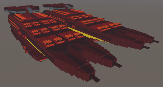 【ボクセル風 航宙艦001シリーズ01】超弩級一等航宙戦闘艦（３D for Unity ）
