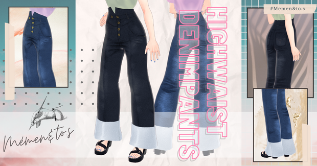無料あり【VRoid正式版】ハイウエストデニム＆ノベルティTシャツ