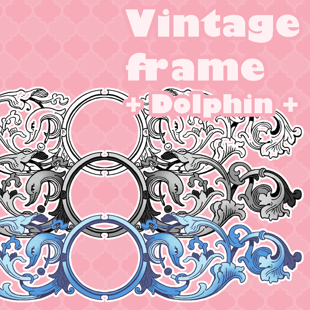Vintage frame + Dolphin +