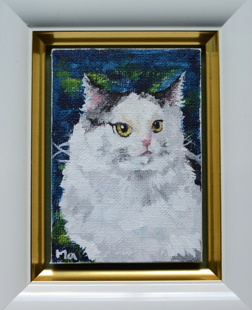 あーちゃんさま 油絵 猫 手描き アクリル 原画 - 絵画/タペストリ