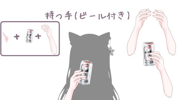 持つ手（ビール付き）