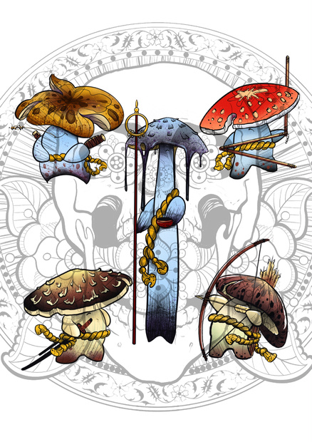 【高解像度PNG】Samurai Mushroom Spirits – 10 Elements
