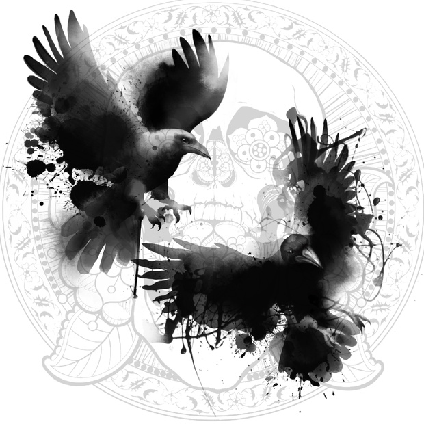 【高解像度PNG】Dark Raven Tattoo Flash – Set of 4 PNG Elements 