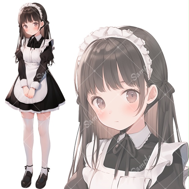 新作。手描きイラスト。イラストボード。メイドの女の子 全身立ち絵