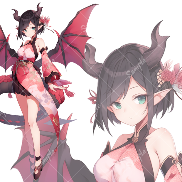 全身立ち絵素材87 ドラゴン 女の子