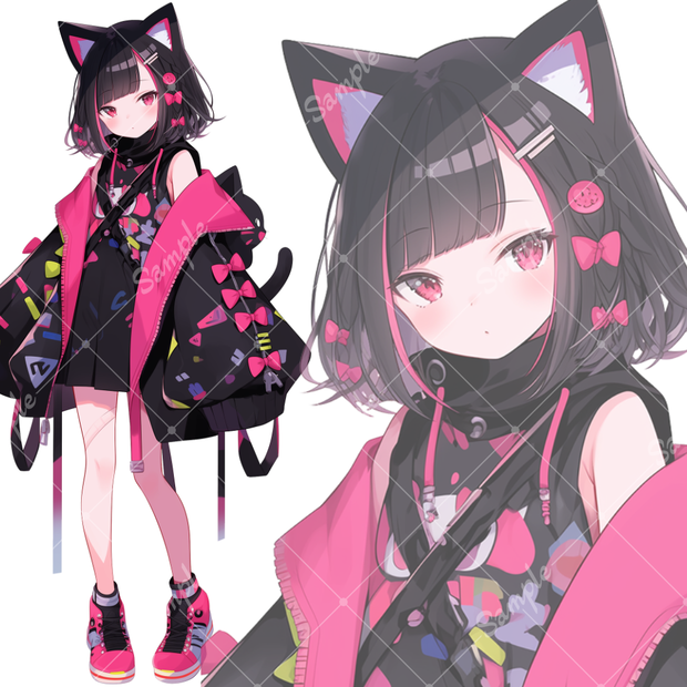 全身立ち絵素材131 猫耳 女の子