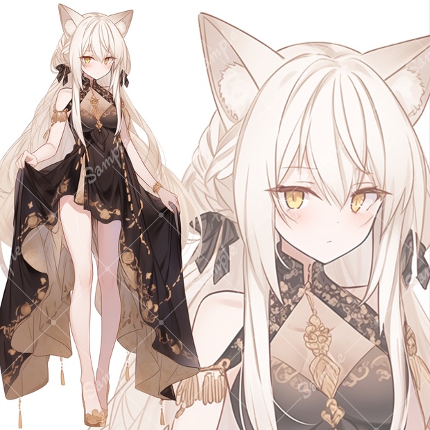 全身立ち絵素材132 ドレス 猫耳 女の子 - tachie - BOOTH