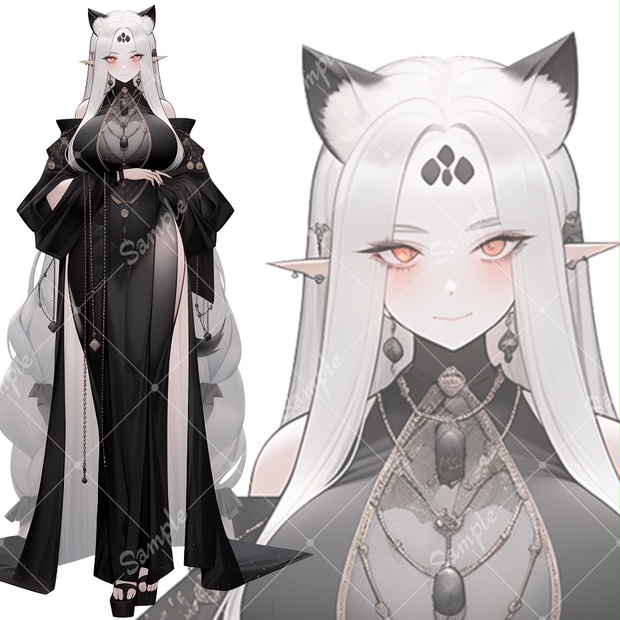 全身立ち絵素材134 ドレス 猫耳 女の子 - tachie - BOOTH