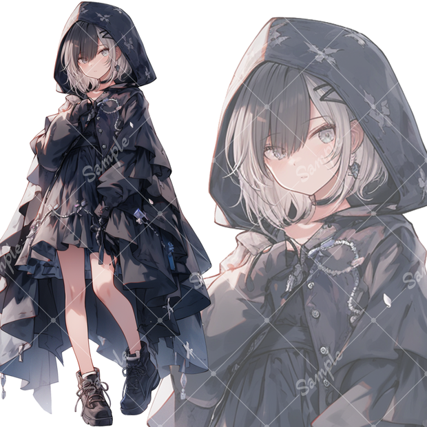 全身立ち絵素材256 サイバーゴシック 黒 女の子