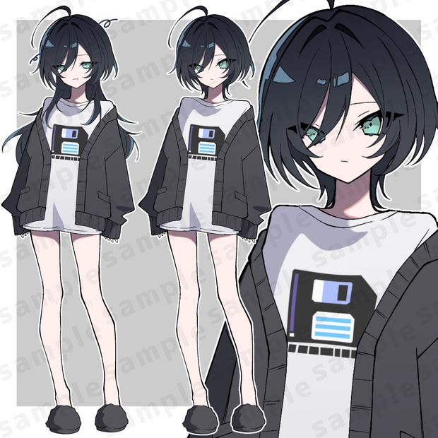 【立ち絵素材】ウルフヘアの女の子｜全身＋表情差分