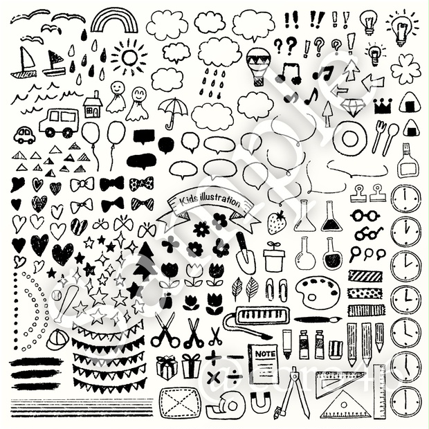 キッズ手描きベクター素材詰合せ 本日のイラレ Booth支店 Booth