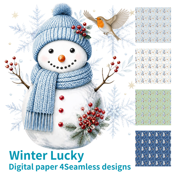 Winter Lucky｜Seamless Digital Paper Set（4 Designs)