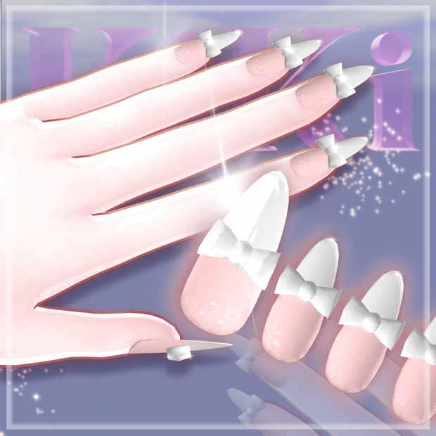 Basic Ribbon Nail 萌用 ネイルチップ (Moe,VRC)