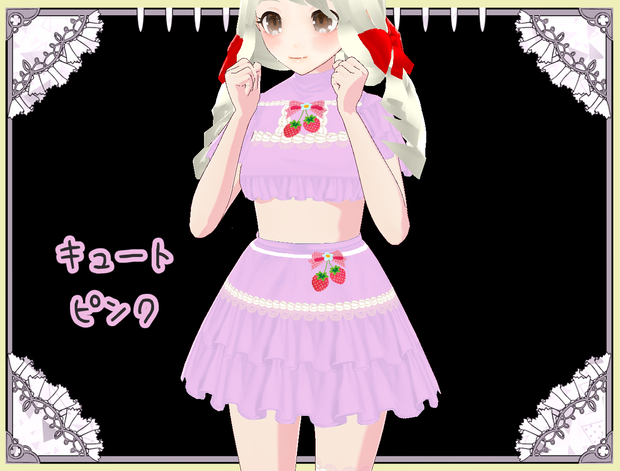 【ワンピース】夢見る乙女のいちごくりーむ　ワンピース【Vroid】