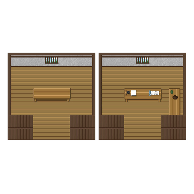 【ピクスク用】長屋風店舗外観(2種)