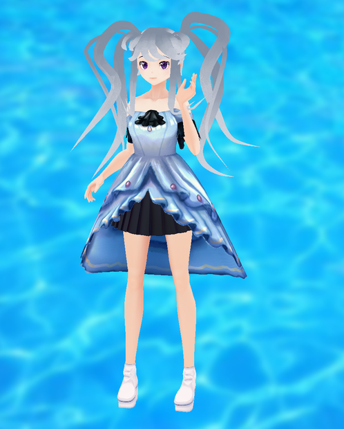 【VRoid】ピュアテイルワンピース/Off-shoulder fishtail dress