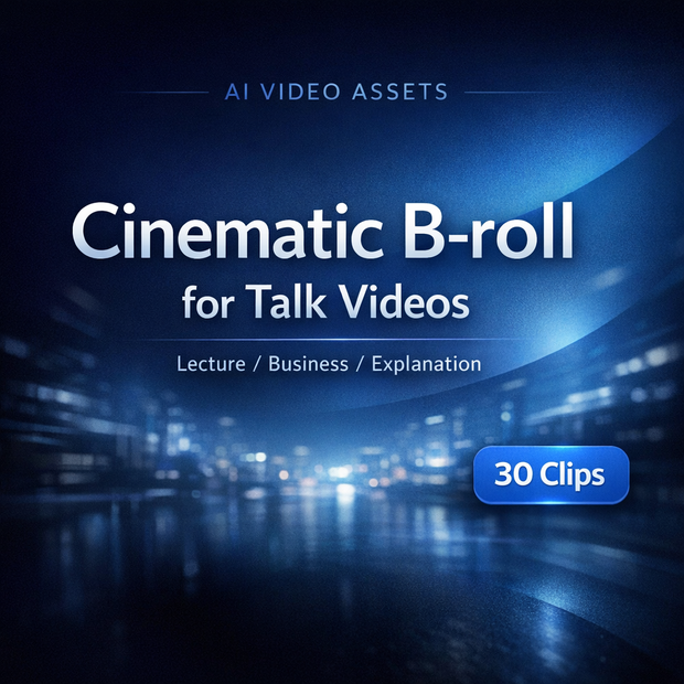 講演・解説動画の“間”を埋める Cinematic AI B-roll 素材集（全30本）