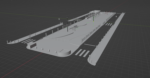 3D - 遊歩道　ローポリ(FBX)