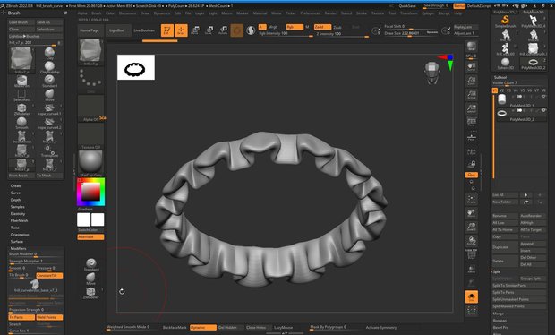 カーブブラシ .zbpファイル (投げ銭用) (Zbrush Chain Rope Frill Brush)