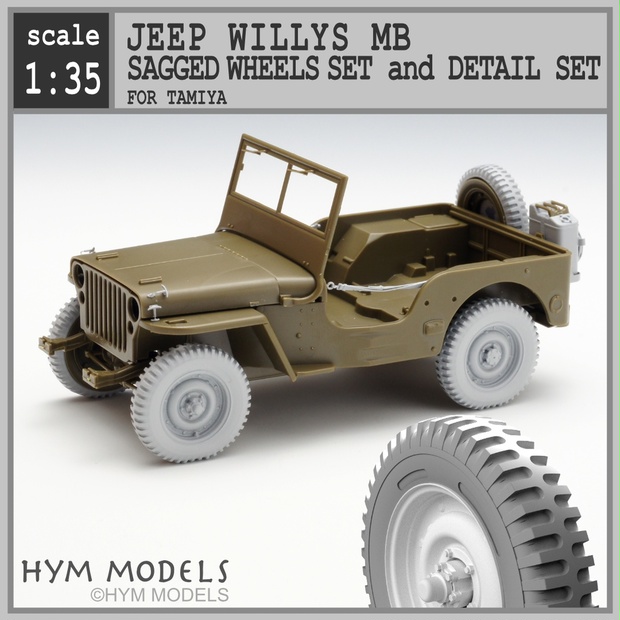 1:35 JEEP WILLYS MB Sagged wheel set & detail set - HYM