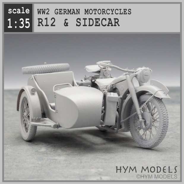【ふるさと割】 1/35 第二次大戦ドイツ軍用バイク R12（中後期型）＆サイドカー その他