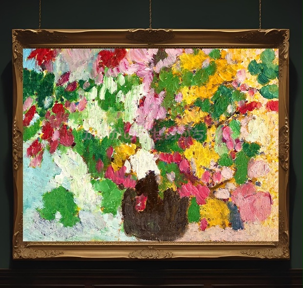 24×32㎝「花瓶の花」F4・油彩画・原画 フレーム無し - かいがのみせ