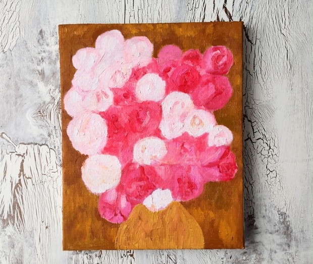 油彩画　【薔薇と花瓶】F3 油彩画 【薔薇と花瓶】F3