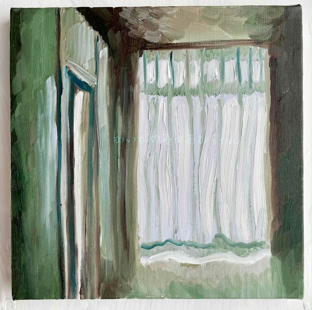 27㎝角「部屋の中 7」S3・油彩画・原画 - かいがのみせ