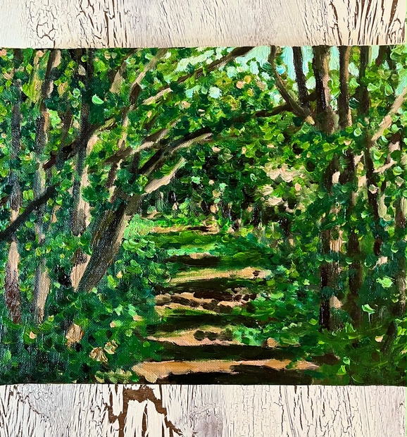 油彩画 「 さくらの散歩道 」 原画 F4号 桜の作品一覧｜アート・絵画の