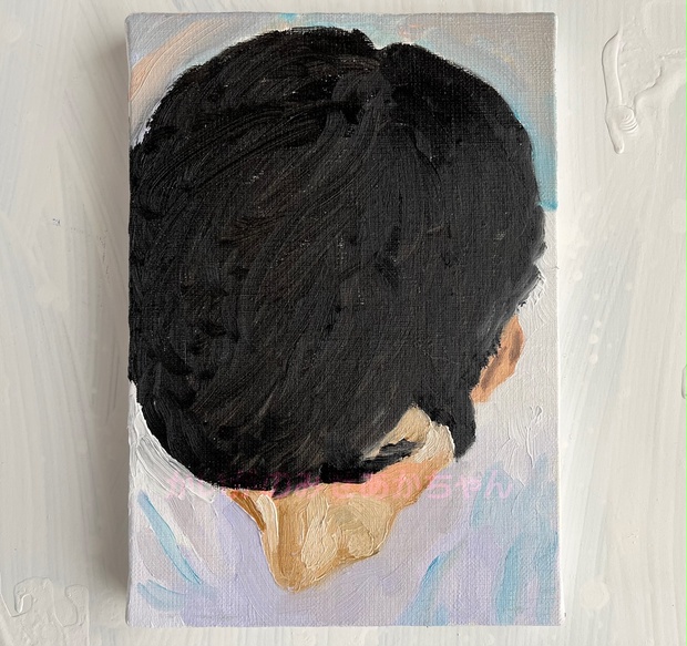 16×23㎝「下を向く男」油彩・原画・サムホールサイズ 16×23㎝「下を向く男」油彩・原画・サムホールサイズ - かいがの