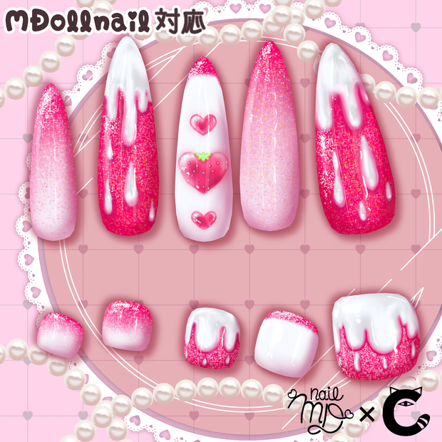 【MDollnail対応】くだものネイル全3色【ＶＲＣＨＡＴ向けネイルチップ】