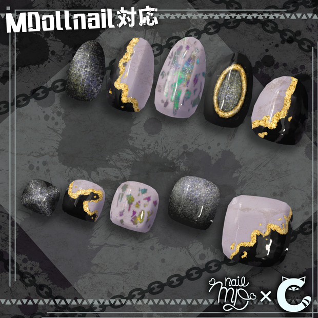 【MDollnail対応】ハンサムネイル全4色【ＶＲＣＨＡＴ向けネイルチップ】