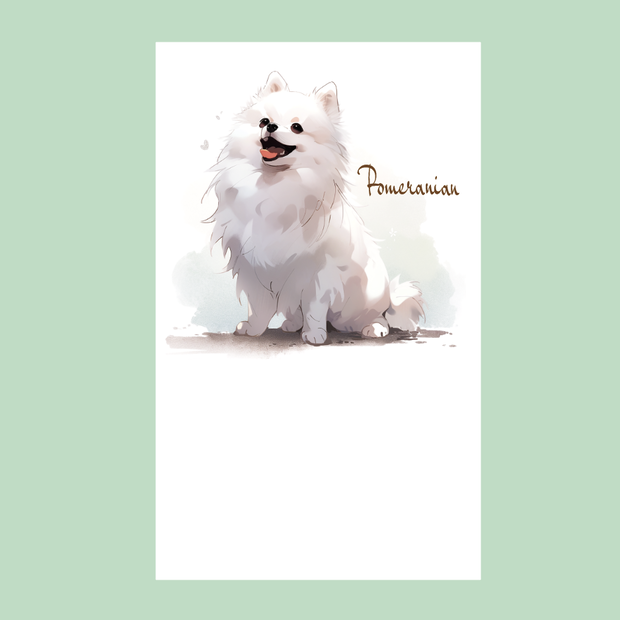 A4テンプレート // カード  card // dogドッグ犬 // ポメラニアン・ホワイト
