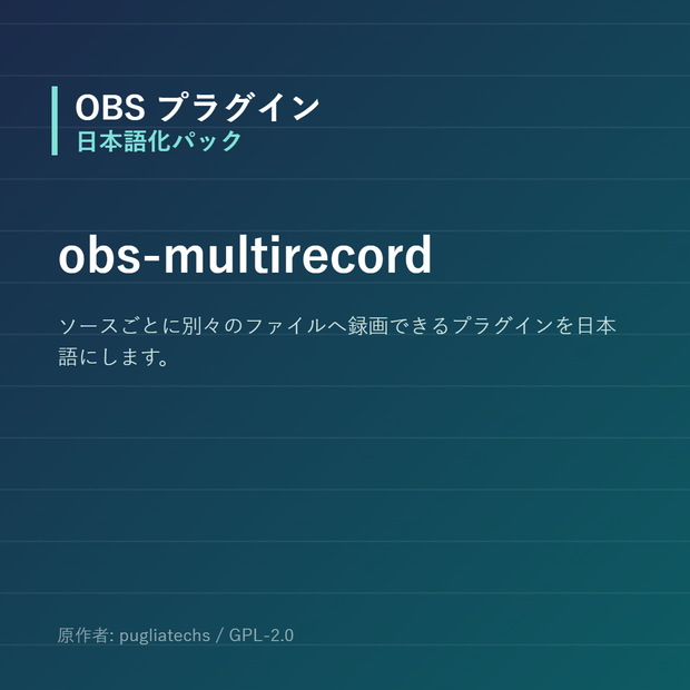 【OBS】obs-multirecord 日本語化パック｜設定画面を日本語にする非公式翻訳