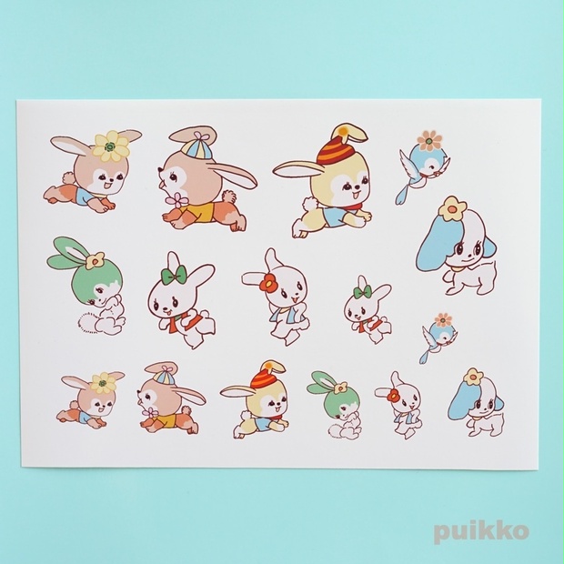 シール レトロかわいい動物イラスト Puikko Booth