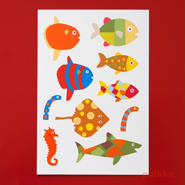 タトゥーシール 北欧風イラスト 魚 Puikko Booth