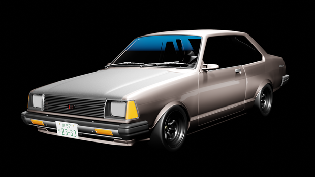 【3D素材】日産 サニーb310　2ドアセダン　後期　blender file