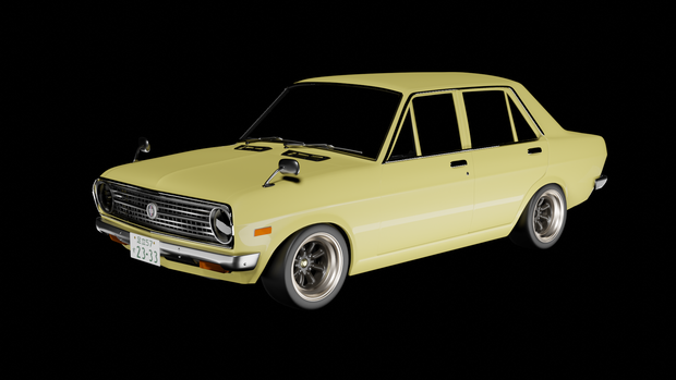 【3D素材】日産 サニーb110セダン　４ドア　blender file