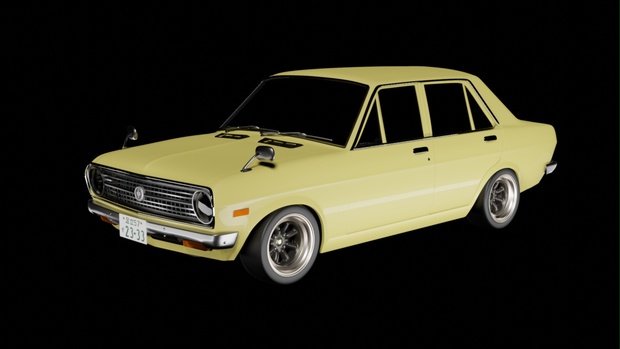 3D素材】サニーb110セダン 4ドア blender file - 昭和車物語 - BOOTH