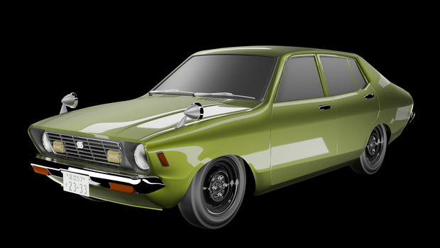 【3D素材】日産 サニーb210セダン　４ドア　blender file
