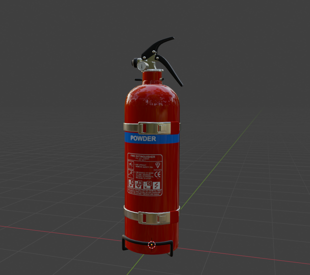 【3D素材】車載消火器　取付金具付き texture付　blender file 4.0
