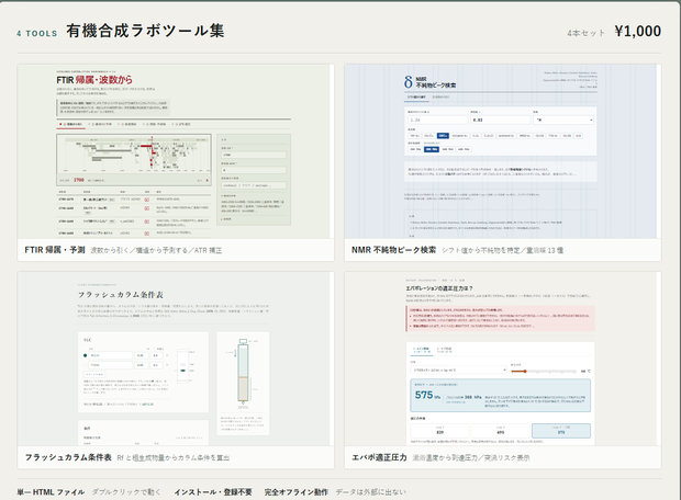 有機合成ラボツール集 — 4本セット